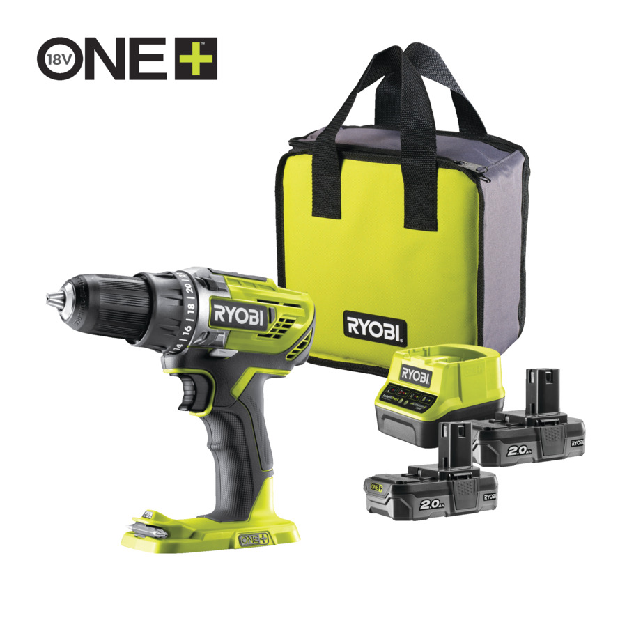 RYOBI Akumulátorový vrtací šroubovák (2x2.0Ah)  18V ONE+